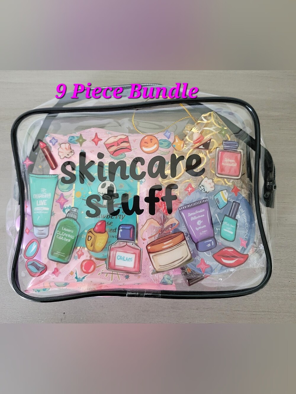 Bundle 'Skincare Stuff' Cosmetic Bag with Beauty Accessories NWOT